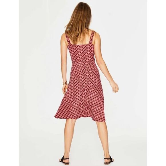 Boden Willa Dress Womens Size 8P Rosehip Apple Print V-Neck Casual Midi Sundress - Picture 6 of 11